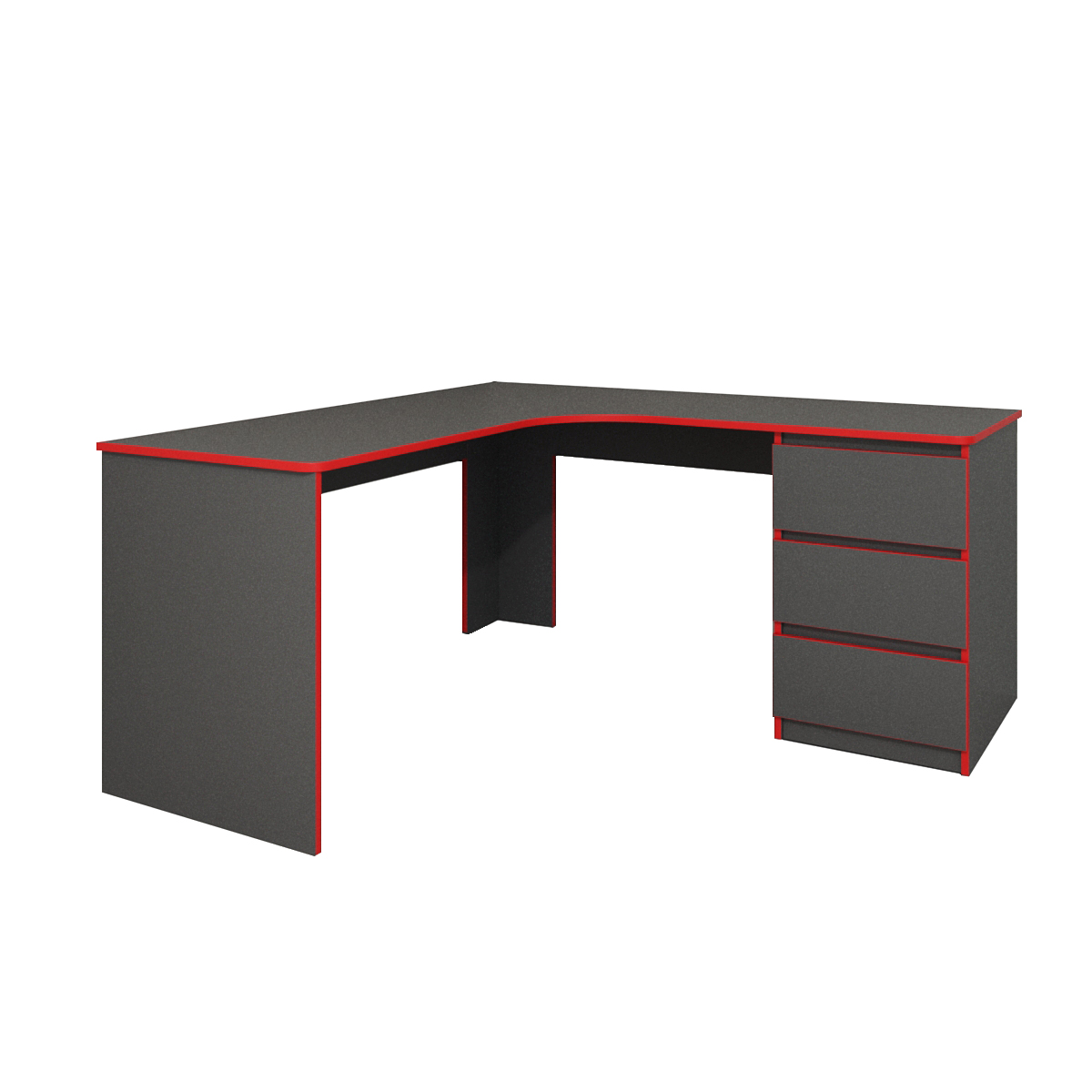 Стіл письмовий кутовий Сапфір Захід Меблі одна тумба 1200х1300х750 мм Антрацит з червоною крайкою